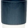 Athens Ceramic Reactive Glaze Indoor Ribbed Plant Pot Blue (13cm Pot)