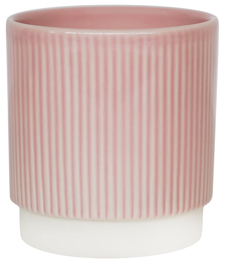Athens Ceramic Reactive Glaze Indoor Ribbed Plant Pot Pink (13cm Pot) 1 Athens Ceramic Reactive Glaze Indoor Ribbed Plant Pot Pink (13cm Pot)