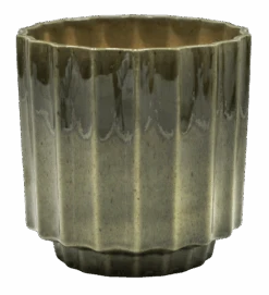 Lugano Scalloped Green Reactive Planter (13cm Plant Pot) -Verdant Haven Sales Store d LSGRP13