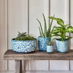 Sapphire Reactive Planter With Feet | 7cm Plant Pot | Ceramic Designer Baby Plant Pot -Verdant Haven Sales Store dfd jpg